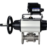 Ball valves Elephant BV3232P(3pc)-FP-F-ISO-H DN65-100 25/40 bar flanged with ISO flange, body - 316 stainless steel, full bore, seal - PTFE, with pneumatic drive PA-DA-105-1, YT-1000RSN electro-pneumatic positioner without feedback
