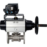 Ball valves Elephant BV3232P(3pc)-FP-F-ISO-H DN65-100 25/40 bar flanged with ISO flange, body - 316 stainless steel, full bore, seal - PTFE, with pneumatic drive PA-DA-105-1, YT-1000RSN electro-pneumatic positioner without feedback