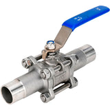 Kugelhähne Elephant BV3131P(3pc)-FP-W-H Edelstahl SS304, voller Durchgang, dreiteilig, Dichtung - PTFE, geschweißt, mit Griff