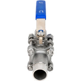 Kugelhähne Elephant BV3131P(3pc)-FP-W-H Edelstahl SS304, voller Durchgang, dreiteilig, Dichtung - PTFE, geschweißt, mit Griff