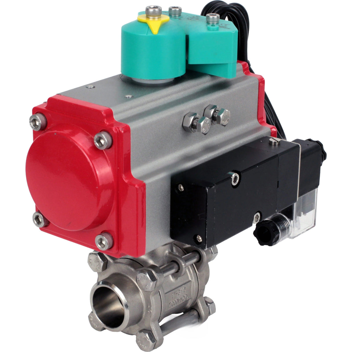 Ball valves Elephant BV3232P(3pc)-FP-W-ISO-H DN10-100 63/40/25 bar full bore, body - 316 stainless steel, seal - PTFE, for welding, with PA-DA pneumatic actuator, pneumatic distributor 4M310-08 220V and ALS200D magnetic switch