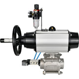 Kugelhähne Elephant BV3232P(3pc)-FP-W-ISO-H, Gehäusematerial - Edelstahl AISI 316, Dichtung - PTFE / PTFE / Teflon, mit pneumatischem Doppelwirkungsantrieb PA-DA-105-1, 4V320-10 220VATU AFC2000