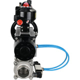 Kugelhähne Elephant BV3232P(3pc)-FP-W-ISO-H, Gehäusematerial - Edelstahl AISI 316, Dichtung - PTFE / PTFE / Teflon, mit pneumatischem Doppelwirkungsantrieb PA-DA-105-1, 4V320-08 220V, LSU APL-510N Ex, ATU AFC2000