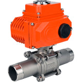 Kugelhähne Elephant BV3232P(3pc)-FP-W-ISO-H LANG voll durchgängig, geschweißt, Gehäuse - Edelstahl SS316, Dichtung - PTFE, mit 1/4-Umdrehungs-Elektroantrieb QT-N-EM-O1-380VAC-U1 380V HARK