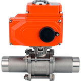 Kugelhähne Elephant BV3232P(3pc)-FP-W-ISO-H LANG voll durchgängig, geschweißt, Gehäuse - Edelstahl SS316, Dichtung - PTFE, mit 1/4-Umdrehungs-Elektroantrieb QT-N-EM-O1-380VAC-U1 380V HARK