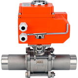 Kugelhähne Elephant BV3232P(3pc)-FP-W-ISO-H LANG voll durchgängig, geschweißt, Gehäuse - Edelstahl SS316, Dichtung - PTFE, mit 1/4-Umdrehungs-Elektroantrieb QT-N-EM-O1-380VAC-U1 380V HARK