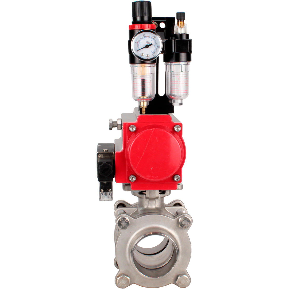 Ball valves Elephant BV3232P(3pc)-FP-W-ISO-H WDVF DN15-32 63 bar full bore, body - 316 stainless steel, seal - PTFE, for welding, with PA-DA pneumatic actuator, pneumatic distributor 4M310-08 220V, ATU AFC2000
