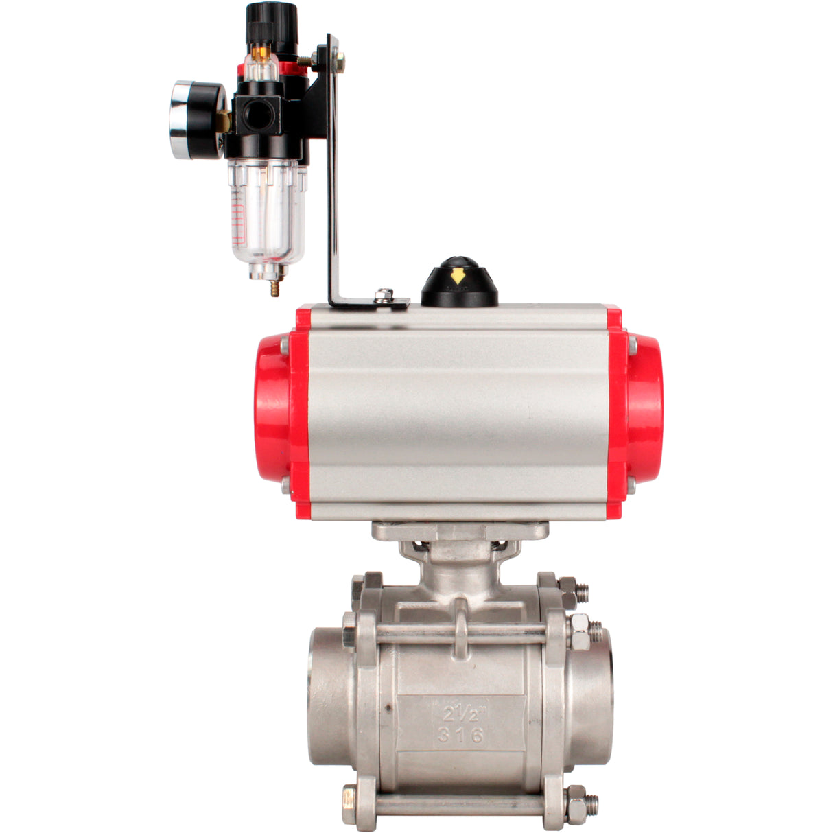Ball valves Elephant BV3232P(3pc)-FP-W-ISO-H WDVF DN15-32 63 bar full bore, body - 316 stainless steel, seal - PTFE, for welding, with PA-DA pneumatic actuator, pneumatic distributor 4M310-08 220V, ATU AFC2000