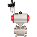 Ball valves Elephant BV3232P(3pc)-FP-W-ISO-H WDVF DN15-32 63 bar full bore, body - 316 stainless steel, seal - PTFE, for welding, with PA-DA pneumatic actuator, pneumatic distributor 4M310-08 220V, ATU AFC2000