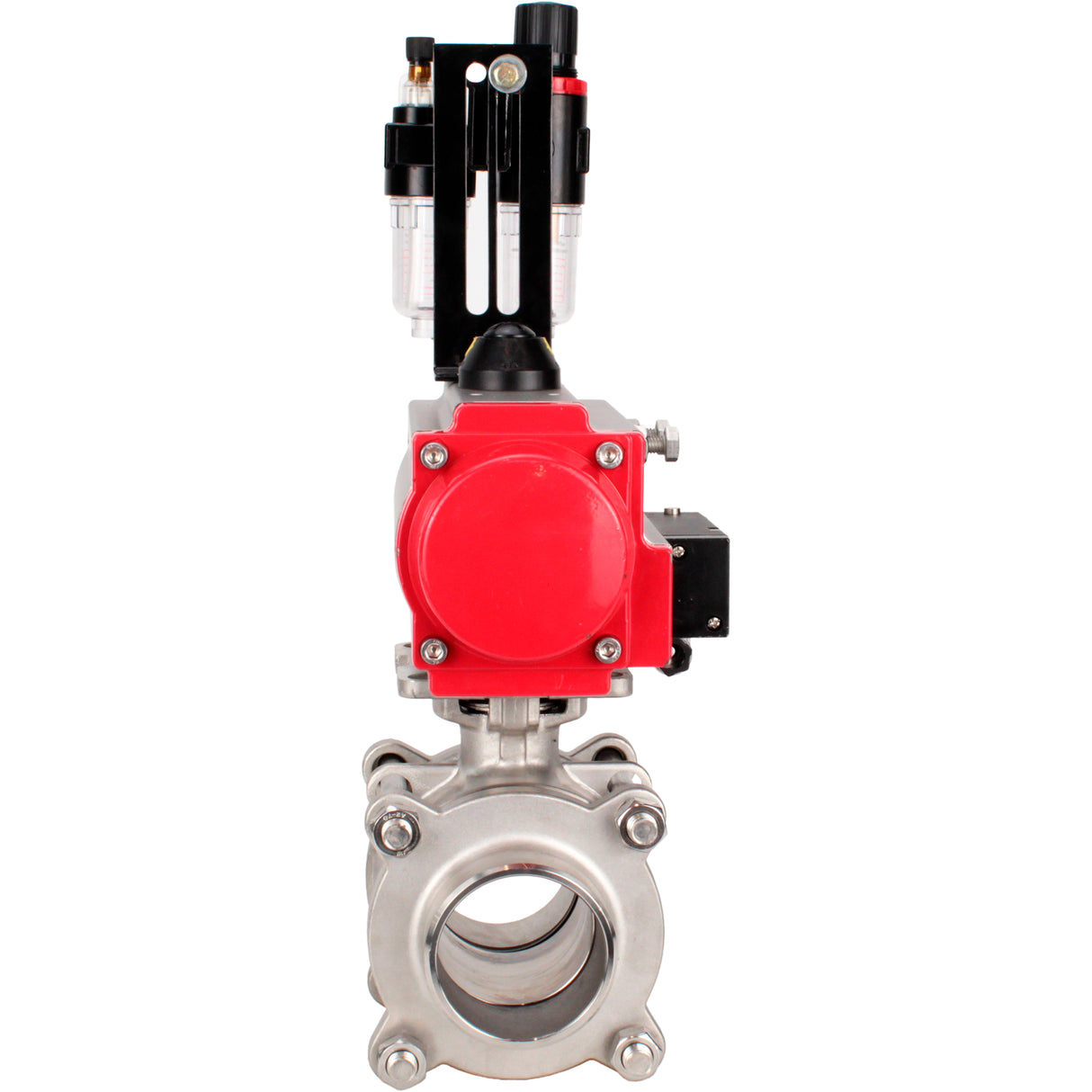 Ball valves Elephant BV3232P(3pc)-FP-W-ISO-H WDVF DN15-32 63 bar full bore, body - 316 stainless steel, seal - PTFE, for welding, with PA-DA pneumatic actuator, pneumatic distributor 4M310-08 220V, ATU AFC2000