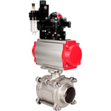 Ball valves Elephant BV3232P(3pc)-FP-W-ISO-H WDVF DN15-32 63 bar full bore, body - 316 stainless steel, seal - PTFE, for welding, with PA-DA pneumatic actuator, pneumatic distributor 4M310-08 220V, LSU APL-210N, ATU AFC2000