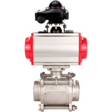 Ball valves Elephant BV3232P(3pc)-FP-W-ISO-H WDVF DN15-32 63 bar full bore, body - 316 stainless steel, seal - PTFE, for welding, with PA-DA pneumatic actuator, pneumatic distributor 4M310-08 220V, LSU APL-210N