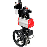 Ball valves Elephant BV3232P(3pc)-FP-W-ISO-H WDVF DN15-32 63 bar full bore, 316 stainless steel, seal - PTFE, for welding, with PA-DA pneumatic actuator, pneumatic distributor 4M310-08 24V, LSU APL-210N, manual backup for MON, ATU AFC2000
