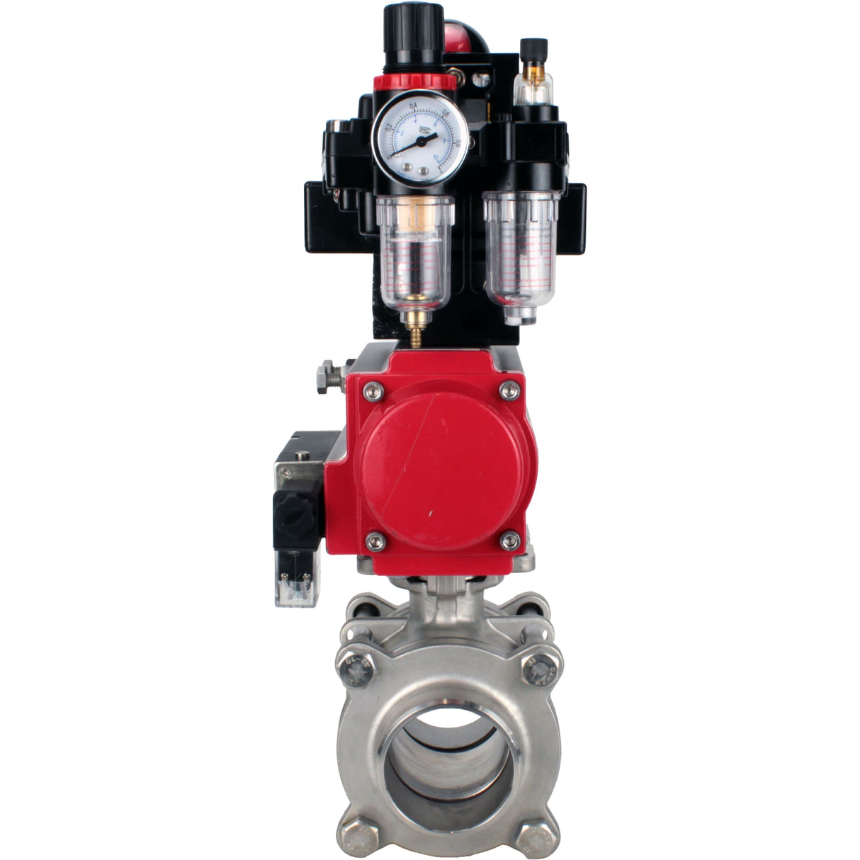 Ball valves Elephant BV3232P(3pc)-FP-W-ISO-H WDVF DN15-32 63 bar full bore, body - 316 stainless steel, seal - PTFE, for welding, with PA-DA pneumatic actuator, pneumatic distributor 4M310-08 220V, LSU APL-410N EX, ATU AFC2000