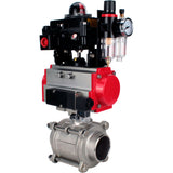 Ball valves Elephant BV3232P(3pc)-FP-W-ISO-H WDVF DN15-32 63 bar full bore, body - 316 stainless steel, seal - PTFE, for welding, with PA-DA pneumatic actuator, pneumatic distributor 4M310-08 220V, LSU APL-410N EX, ATU AFC2000