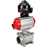 Ball valves Elephant BV3232P(3pc)-FP-W-ISO-H WDVF DN15-32 63 bar full bore, body - 316 stainless steel, seal - PTFE, for welding, with PA-DA pneumatic actuator, pneumatic distributor 4M310-08 220V, LSU APL-510N EX