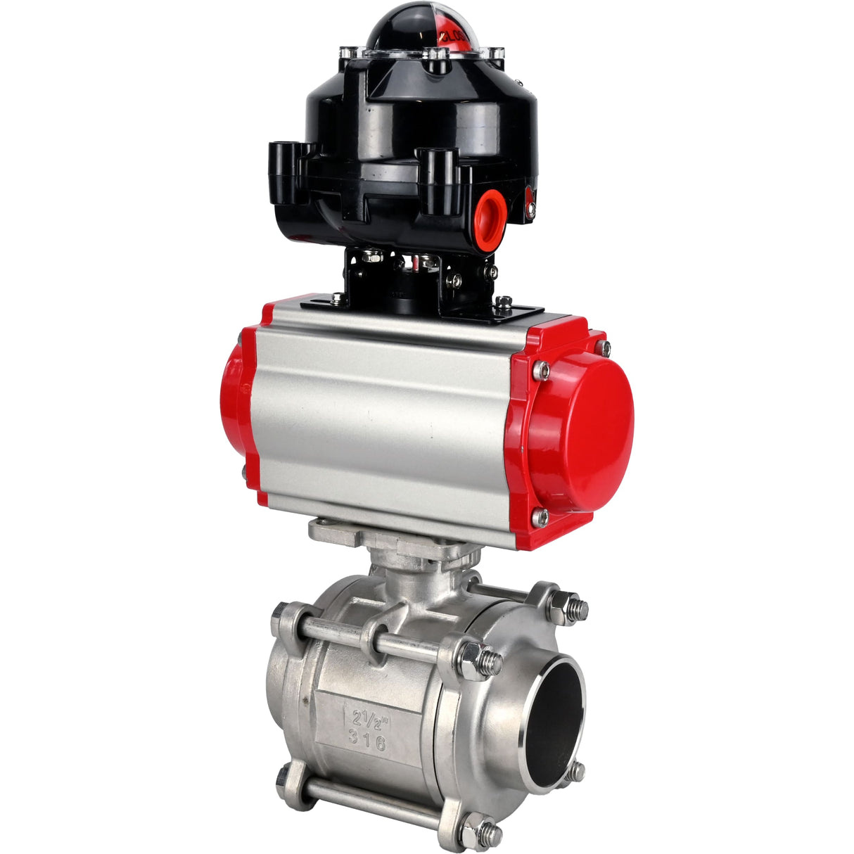 Ball valves Elephant BV3232P(3pc)-FP-W-ISO-H WDVF DN15-32 63 bar full bore, body - 316 stainless steel, seal - PTFE, for welding, with PA-DA pneumatic actuator, pneumatic distributor 4M310-08 220V, LSU APL-510N EX