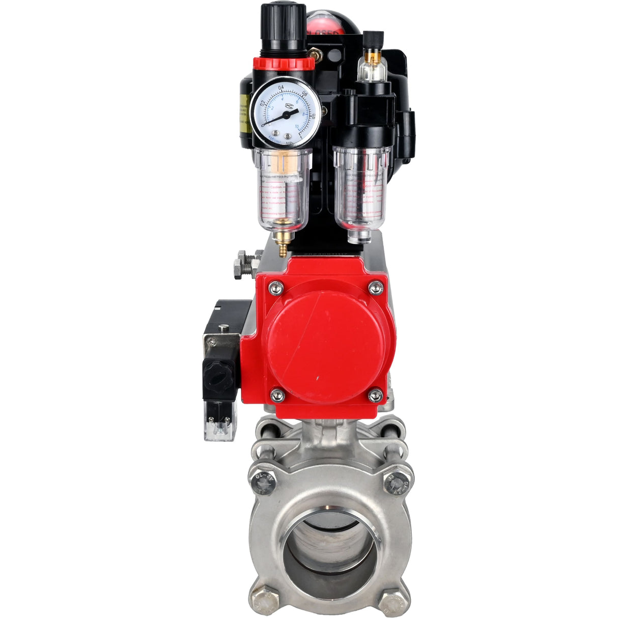 Ball valves Elephant BV3232P(3pc)-FP-W-ISO-H WDVF DN15-32 63 bar full bore, body - 316 stainless steel, seal - PTFE, for welding, with PA-DA pneumatic actuator, pneumatic distributor 4M310-08 220V, LSU APL-510N EX, ATU AFC2000