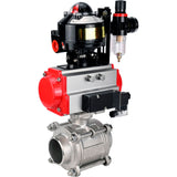 Ball valves Elephant BV3232P(3pc)-FP-W-ISO-H WDVF DN15-32 63 bar full bore, body - 316 stainless steel, seal - PTFE, for welding, with PA-DA pneumatic actuator, pneumatic distributor 4M310-08 220V, LSU APL-510N EX, ATU AFC2000