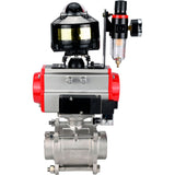 Ball valves Elephant BV3232P(3pc)-FP-W-ISO-H WDVF DN15-32 63 bar full bore, body - 316 stainless steel, seal - PTFE, for welding, with PA-DA pneumatic actuator, pneumatic distributor 4M310-08 220V, LSU APL-510N EX, ATU AFC2000