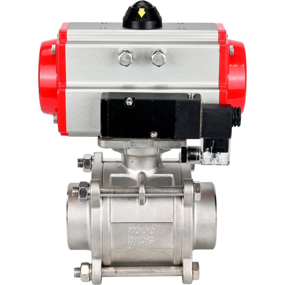 Ball valves Elephant BV3232P(3pc)-FP-W-ISO-H WDVF DN15-32 63 bar full bore, body - 316 stainless steel, seal - PTFE, for welding, with PA-DA pneumatic actuator, pneumatic distributor 4M310-08 220V