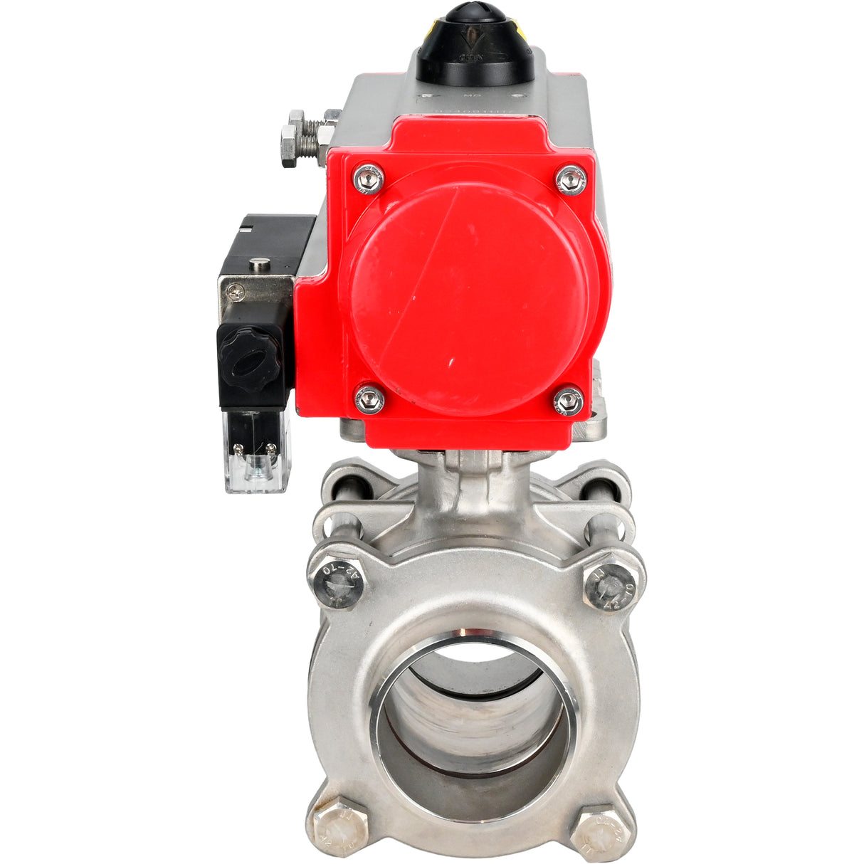 Ball valves Elephant BV3232P(3pc)-FP-W-ISO-H WDVF DN15-32 63 bar full bore, body - 316 stainless steel, seal - PTFE, for welding, with PA-DA pneumatic actuator, pneumatic distributor 4M310-08 220V