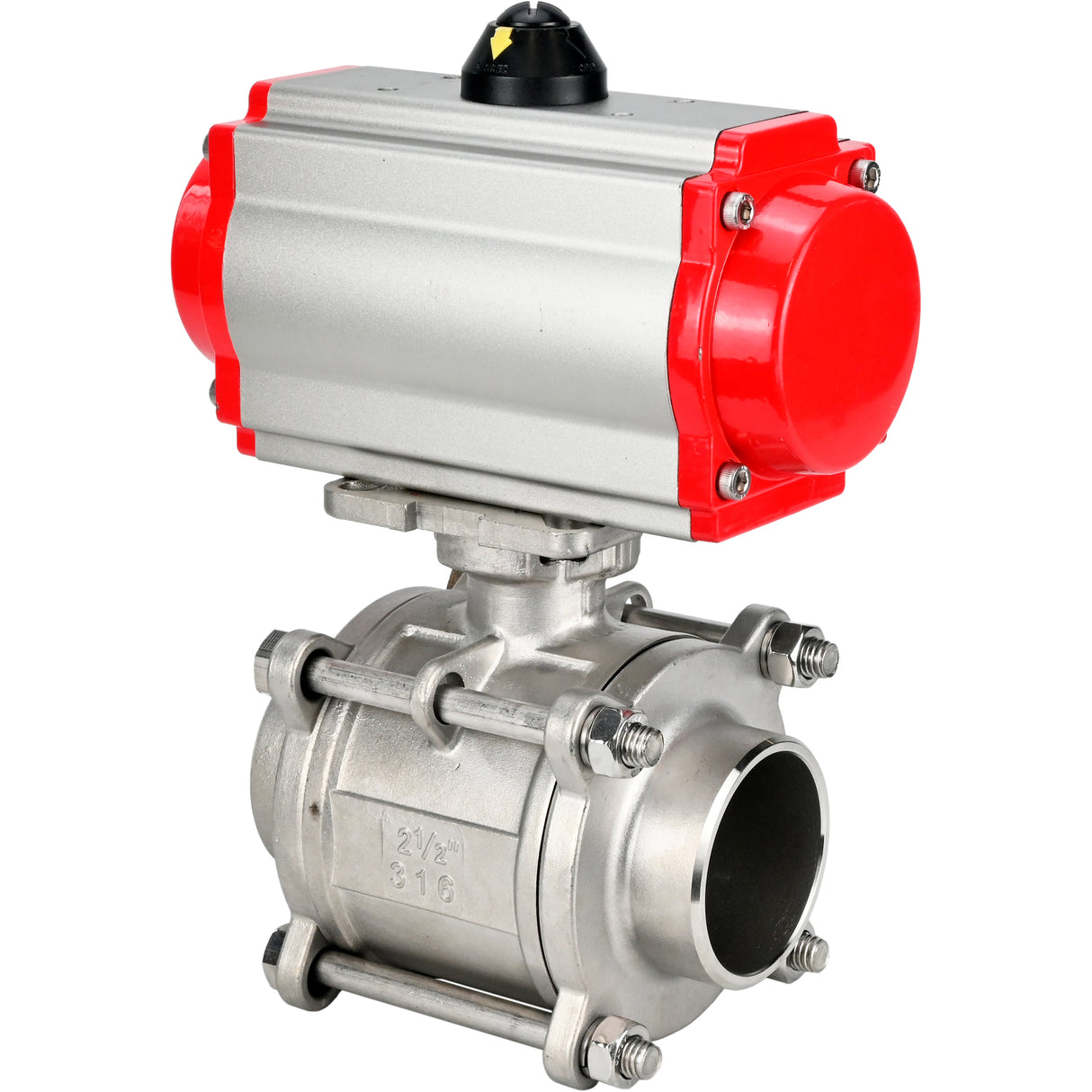 Ball valves Elephant BV3232P(3pc)-FP-W-ISO-H WDVF DN15-32 63 bar full bore, body - 316 stainless steel, seal - PTFE, for welding, with PA-DA pneumatic actuator, pneumatic distributor 4M310-08 220V