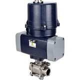 Ball valves Elephant BV3232P(3pc)-FP-W-ISO-H WDVF DN15-32 63 bar full bore, body - 316 stainless steel, seal - PTFE, for welding, with a 1/4-turn electric drive Elephant QTSA-N-EM-O0-220VAC with spring return