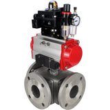 Ball valves Elephant BV3232P(4pc)-FP-3WL-F-ISO-H 16 bar full bore, flanged, body - stainless steel SS316, ISO flange F03/F04-F10/F12, square 9x9-19x19, with pneumatic drive PA-SA, pneumatic valve 4M310-08 220V, LSU APL-410N EX and ATU AF