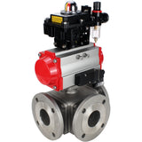 Ball valves Elephant BV3232P(4pc)-FP-3WL-F-ISO-H 16 bar full bore, flanged, body - stainless steel SS316, ISO flange F03/F04-F10/F12, square 9x9-19x19, with pneumatic drive PA-SA, pneumatic valve 4M310-08 220V, LSU APL-410N EX and ATU AF