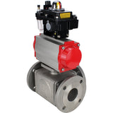 Ball valves Elephant BV3232P(4pc)-FP-3WL-F-ISO-H 16 bar full bore, flanged, body - stainless steel SS316, ISO flange F03/F04-F10/F12, square 9x9-19x19, with pneumatic drive PA-SA, pneumatic valve 4M310-08 220V, LSU APL-410N EX and ATU AF