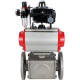 Ball valves Elephant BV3232P(4pc)-FP-3WL-F-ISO-H 16 bar full bore, flanged, body - stainless steel SS316, ISO flange F03/F04-F10/F12, square 9x9-19x19, with pneumatic drive PA-SA, pneumatic valve 4M310-08 220V, LSU APL-410N EX and ATU AF