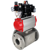 Ball valves Elephant BV3232P(4pc)-FP-3WL-F-ISO-H 16 bar full bore, flanged, body - stainless steel SS316, ISO flange F03/F04-F10/F12, square 9x9-19x19, with pneumatic drive PA-SA, pneumatic valve 4M310-08 220V, LSU APL-410N EX and ATU AF