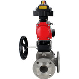 Ball valves Elephant BV3232P(4pc)-FP-3WL-F-ISO-H 16 bar full bore, flanged, body - stainless steel SS316, ISO flange F03/F04-F10/F12, square 9x9-19x19, with pneumatic drive PA-DA, mon/distributor 4M310-08 24V, LSU APL-410N EX and Doubler MON3-700-T38-ISO