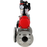 Ball valves Elephant BV3232P(4pc)-FP-3WL-F-ISO-H 16 bar full bore, flanged, body - stainless steel SS316, ISO flange F03/F04-F10/F12, square 9x9-19x19, with pneumatic drive PA-SA, pneumatic valve 4M310-08 220V, LSU APL-510N EX and ATU AF