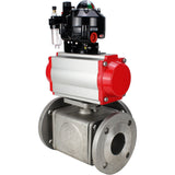 Ball valves Elephant BV3232P(4pc)-FP-3WL-F-ISO-H 16 bar full bore, flanged, body - stainless steel SS316, ISO flange F03/F04-F10/F12, square 9x9-19x19, with pneumatic drive PA-SA, pneumatic valve 4M310-08 220V, LSU APL-510N EX and ATU AF