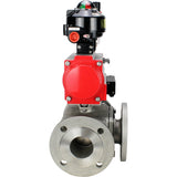 Ball valves Elephant BV3232P(4pc)-FP-3WL-F-ISO-H 16 bar full bore, flanged, body - stainless steel SS316, ISO flange F03/F04-F10/F12, square 9x9-19x19, with pneumatic drive PA-SA, pneumatic valve 4M310-08 220V, LSU APL-510N EX and ATU AF