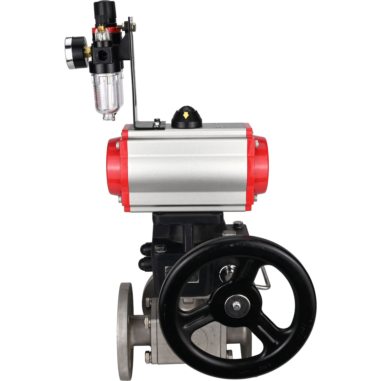 Ball valves Elephant BV3232P(4pc)-FP-3WL-F-ISO-H 16 bar full bore, flanged, body - stainless steel SS316, ISO flange F03/F04-F10/F12, square 9x9-19x19, with pneumatic drive PA-DA, mon/distribution 4M310-08 220V, Doubler MON3-700-T38-ISO and ATU AFC
