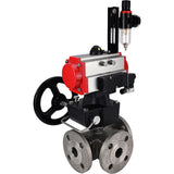 Ball valves Elephant BV3232P(4pc)-FP-3WL-F-ISO-H 16 bar full bore, flanged, body - stainless steel SS316, ISO flange F03/F04-F10/F12, square 9x9-19x19, with pneumatic drive PA-DA, mon/distribution 4M310-08 24V, Doubler MON3-700-T38-ISO and ATU AFC2