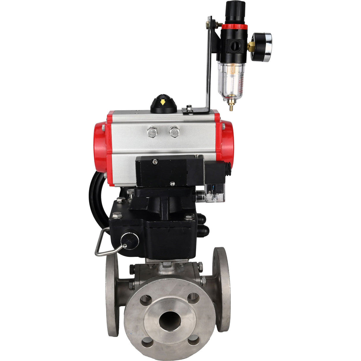Ball valves Elephant BV3232P(4pc)-FP-3WL-F-ISO-H 16 bar full bore, flanged, body - stainless steel SS316, ISO flange F03/F04-F10/F12, square 9x9-19x19, with pneumatic drive PA-DA, mon/distribution 4M310-08 24V, Doubler MON3-700-T38-ISO and ATU AFC2