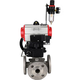 Ball valves Elephant BV3232P(4pc)-FP-3WL-F-ISO-H 16 bar full bore, flanged, body - stainless steel SS316, ISO flange F03/F04-F10/F12, square 9x9-19x19, with pneumatic drive PA-DA, mon/distribution 4M310-08 24V, Doubler MON3-700-T38-ISO and ATU AFC2
