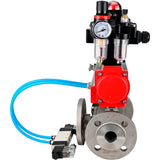 Ball valves Elephant BV3232P(4pc)-FP-3WL-F-ISO-H 16 bar full bore, flanged, body - stainless steel SS316, ISO flange F03/F04-F10/F12, square 9x9-19x19, with pneumatic drive PA-DA, pneumatic distributor 4V320-8 220V, LSU APL-410N EX and ATU AFC