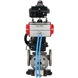 Ball valves Elephant BV3232P(4pc)-FP-3WL-F-ISO-H 16 bar full bore, flanged, body - stainless steel SS316, ISO flange F03/F04-F10/F12, square 9x9-19x19, with pneumatic drive PA-DA, mon/distributor 4V320-10 220V, LSU APL-410N EX and Doubler MON3-700-T38-IS