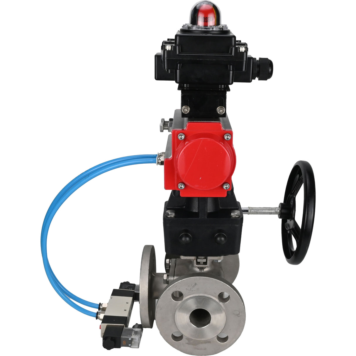 Ball valves Elephant BV3232P(4pc)-FP-3WL-F-ISO-H 16 bar full bore, flanged, body - stainless steel SS316, ISO flange F03/F04-F10/F12, square 9x9-19x19, with pneumatic drive PA-DA, mon/distributor 4V320-10 220V, LSU APL-410N EX and Doubler MON3-700-T38-IS