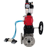 Ball valves Elephant BV3232P(4pc)-FP-3WL-F-ISO-H 16 bar full bore, flanged, body - stainless steel SS316, ISO flange F03/F04-F10/F12, square 9x9-19x19, with pneumatic drive PA-DA, mon/distribution 4V320-10 220V, Doubler MON3-700-T38-ISO and ATU AFC