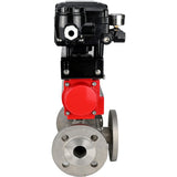 Ball valves Elephant BV3232P(4pc)-FP-3WL-F-ISO-H 16 bar full bore, flanged, body - stainless steel SS316, ISO flange F03/F04-F10/F12, square 9x9-19x19, with PA-SA pneumatic actuator with return springs and pneumatic positioner YT-1000RSN with reverse cont