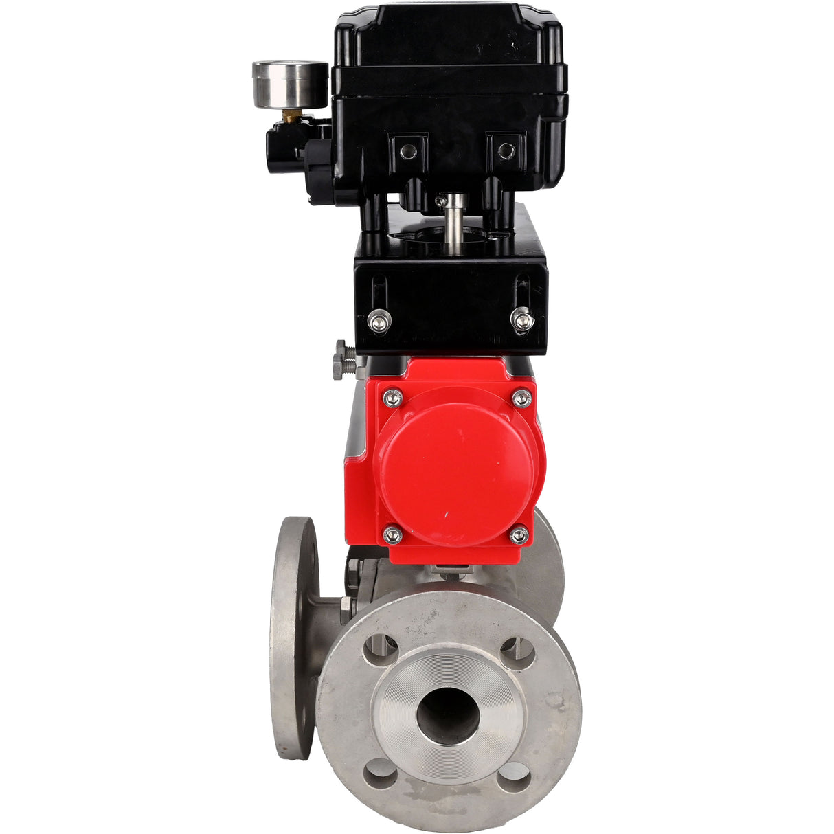 Ball valves Elephant BV3232P(4pc)-FP-3WL-F-ISO-H 16 bar full bore, flanged, body - stainless steel SS316, ISO flange F03/F04-F10/F12, square 9x9-19x19, with PA-SA pneumatic actuator with return springs and pneumatic positioner YT-1000RSN with reverse cont