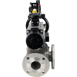 Ball valves Elephant BV3232P(4pc)-FP-3WL-F-ISO-H DN100 16 bar full bore, flanged, body - stainless steel SS316, ISO flange F10/F12, square 19x19, with pneumatic actuator PA-DA-105-1, pneumatic distributor 4M310-08 24V, LSU APL-210N and ATU AFC2000