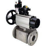 Ball valves Elephant BV3232P(4pc)-FP-3WL-F-ISO-H DN100 16 bar full bore, flanged, body - stainless steel SS316, ISO flange F10/F12, square 19x19, with pneumatic actuator PA-DA-105-1, pneumatic distributor 4M310-08 24V, LSU APL-210N and ATU AFC2000