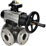Ball valves Elephant BV3232P(4pc)-FP-3WL-F-ISO-H DN100 16 bar full bore, flanged, body - stainless steel SS316, ISO flange F10/F12, square 19x19, with double pneumatic actuator PA-DA-105-1 action, pneumatic distributor 4M310-08 24V and LSU APL-210N